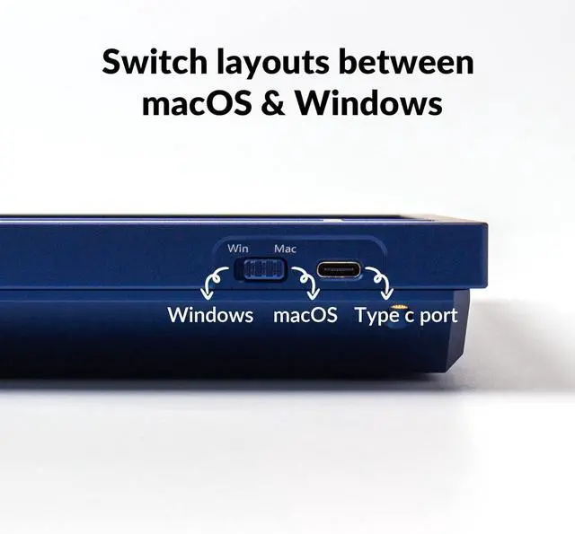 Alt view image 6 of 7 - Keychron Q1 V2 Hot-swappable Wired Mechanical Keyboard with RGB LED|Barebone with Knob Version|for Windows and Mac|75% Layout|Aluminum Frame (Navy Blue,Q1-B3)