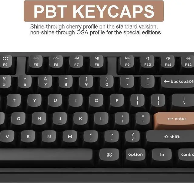 Alt view image 3 of 7 - Keychron K10 HE Full Size Custom Mechanical Gaming Keyboard, Wood Frames with RGB Hot-Swappable Hall Effect Gateron Double-Rail Magnetic Nebula Switch, 2.4 GHz/Bluetooth/Wired - Standard Version