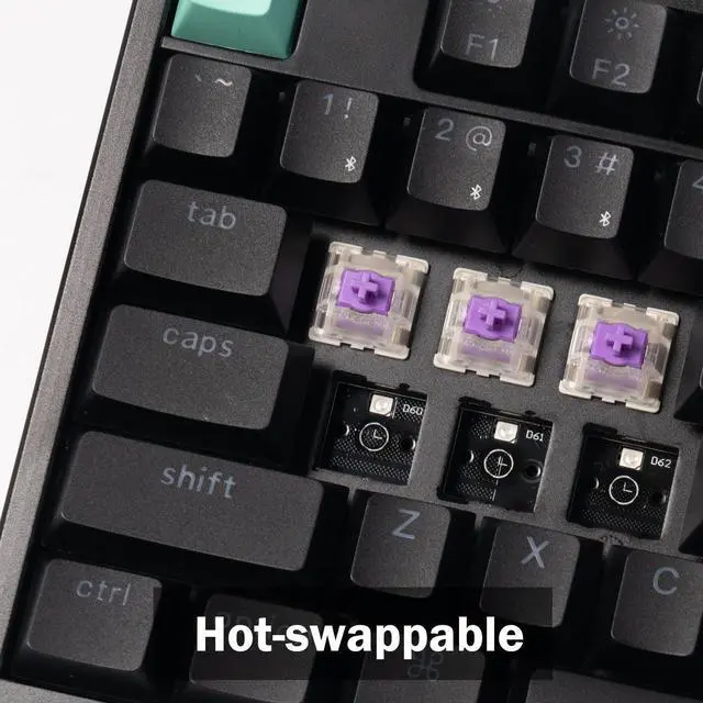 Alt view image 4 of 7 - Keychron K10 HE Full Size Custom Mechanical Gaming Keyboard, Wood Frames with RGB Hot-Swappable Hall Effect Gateron Double-Rail Magnetic Nebula Switch, 2.4 GHz/Bluetooth/Wired - Standard Version