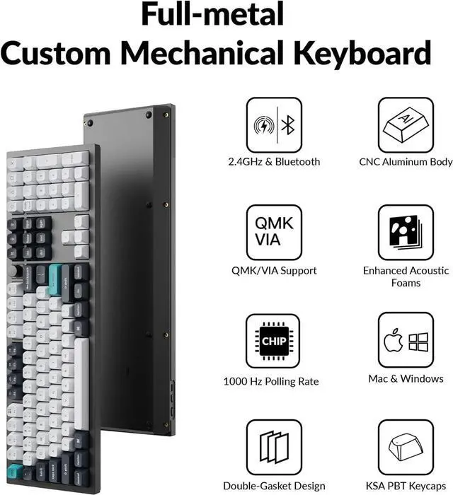Alt view image 5 of 7 - Keychron Q6 Max Full Size Full Metal Wireless Custom Mechanical Keyboard, QMK/VIA Programmable Bluetooth 5.1/2.4 GHz/Wired with RGB Hot-swappable Gateron Jupiter Banana Switch for Mac Windows Linux
