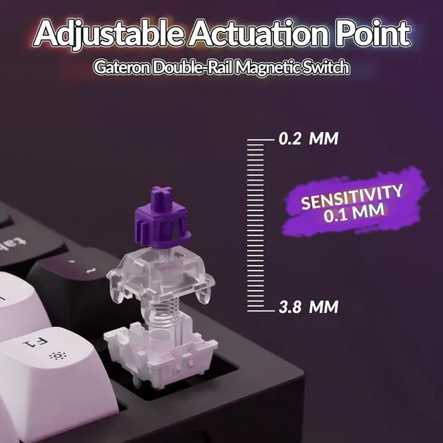 Alt view image 2 of 7 - Keychron Q6 HE Custom Knob Full Metal Mechanical Gaming Keyboard, Full Size Hot-Swappable with Hall Effect Gateron Double-Rail Magnetic Nebula Switch, 2.4 GHz/Bluetooth/Wired - Carbon Black