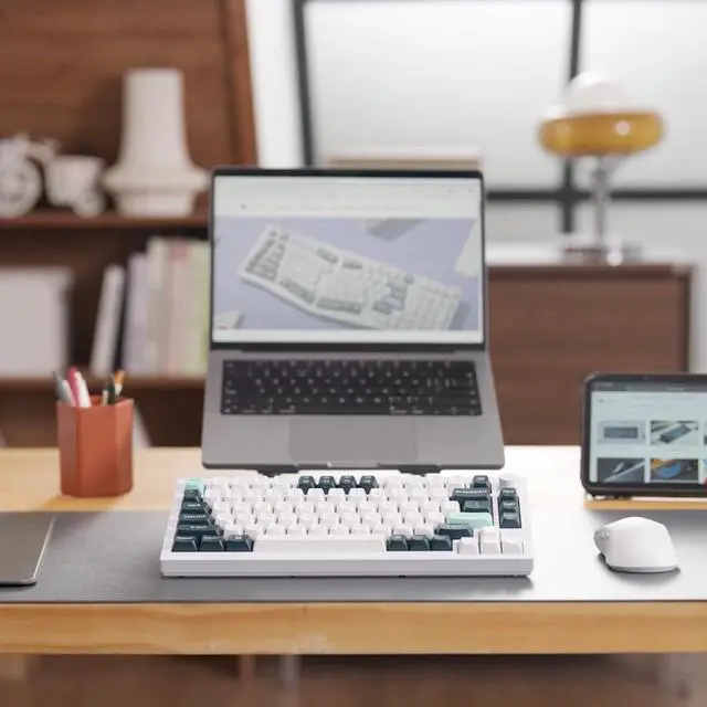 Alt view image 2 of 7 - Keychron Q1 HE Custom Mechanical Keyboard, Hot-Swappable Full Metal Programmable Knob with Hall Effect Gateron Double-Rail Magnetic Nebula Switch, 2.4 GHz/Bluetooth/Wired Gaming Keyboard - Shell White