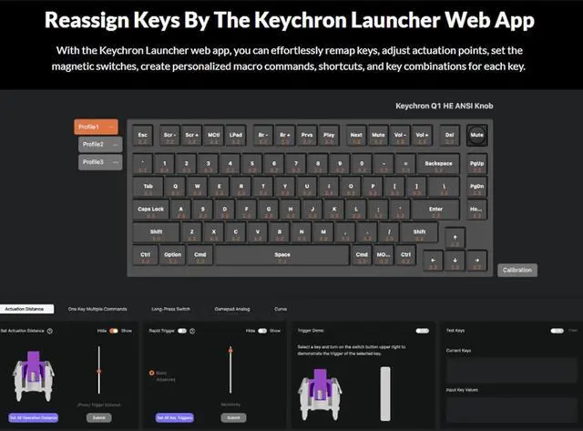 Alt view image 3 of 7 - Keychron Q1 HE Custom Mechanical Keyboard, Hot-Swappable Full Metal Programmable Knob with Hall Effect Gateron Double-Rail Magnetic Nebula Switch, 2.4 GHz/Bluetooth/Wired Gaming Keyboard -Carbon Black