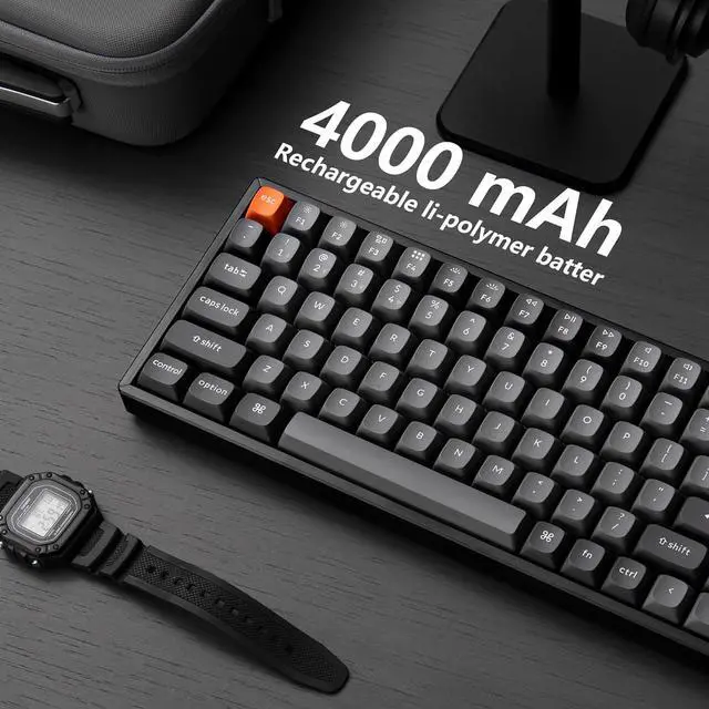 Alt view image 5 of 7 - Keychron K2 Max Custom Mechanical Keyboard, QMK/VIA Programmable 75% Layout, Bluetooth 5.1/2.4 GHz/Wired with RGB Hot-swappable Keychron Super Brown Switch for Mac Windows Linux - Aluminum Frame