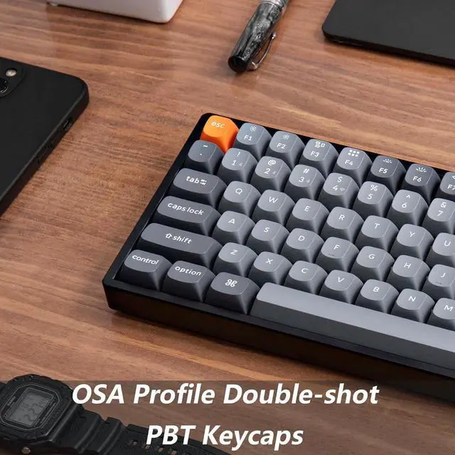Alt view image 6 of 7 - Keychron K2 Max Custom Mechanical Keyboard, QMK/VIA Programmable 75% Layout, Bluetooth 5.1/2.4 GHz/Wired with RGB Hot-swappable Keychron Super Brown Switch for Mac Windows Linux - Aluminum Frame