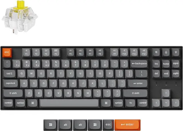 Main image of Keychron K8 Max TKL Mechanical Keyboard Wireless, Programmable 87 Keys QMK 2.4 GHz/Bluetooth 5.1/Wired Connection, White Backlit with Keychron Super Banana Switch for Mac Win Linux