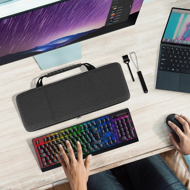 Alt view image 6 of 6 - Geekria Full Size Keyboard Case, Hard Shell Travel Carrying Bag for 108 Key Computer Mechanical Keyboard Compatible with Razer BlackWidow V3 Mechanical Gaming, Ornata Chroma Gaming