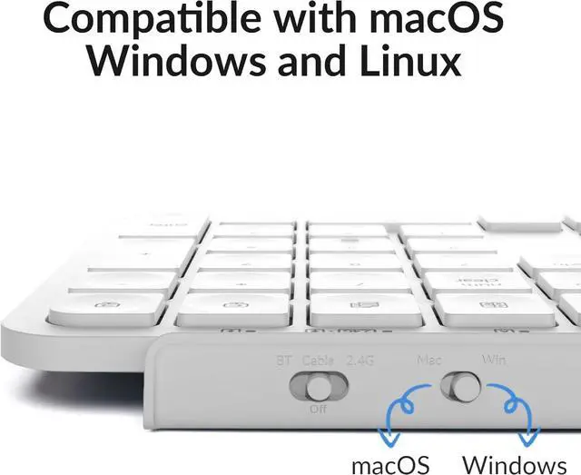 Alt view image 7 of 7 - Keychron B1 Pro Wireless Ultra-Slim ZMK/Launcher Bluetooth 2.4 GHz/Wired Connection Keyboard for Mac Windows Linux - White