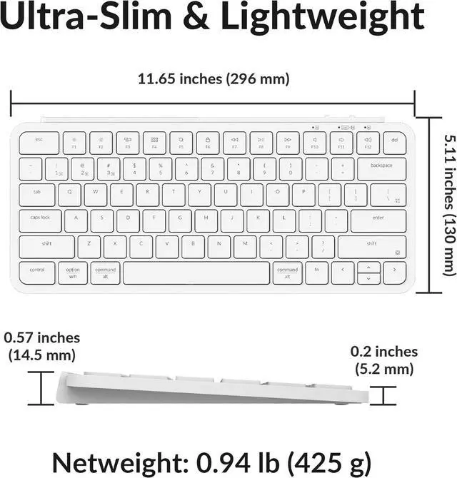 Alt view image 6 of 7 - Keychron B1 Pro Wireless Ultra-Slim ZMK/Launcher Bluetooth 2.4 GHz/Wired Connection Keyboard for Mac Windows Linux - White