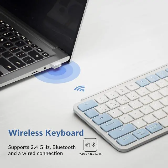 Alt view image 2 of 7 - Keychron B1 Pro Quiet Key Ultra-Slim Wireless Keyboard, ZMK Programmable 75% Layout Bluetooth 5.1/2.4 GHz/Wired with Ultra-Long Battery Life Low Profile for Mac Win Linux System - Retro Blue