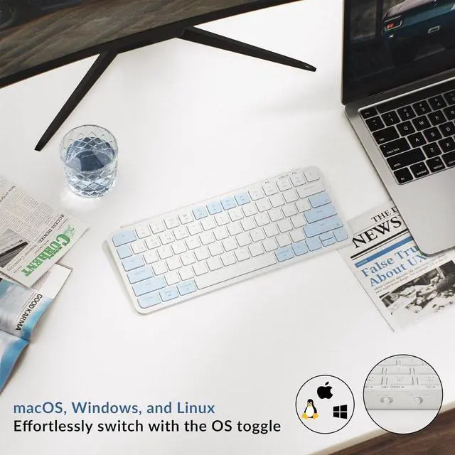 Alt view image 7 of 7 - Keychron B1 Pro Quiet Key Ultra-Slim Wireless Keyboard, ZMK Programmable 75% Layout Bluetooth 5.1/2.4 GHz/Wired with Ultra-Long Battery Life Low Profile for Mac Win Linux System - Retro Blue