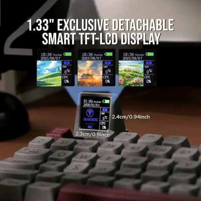 Alt view image 5 of 7 - EPOMAKER RT100 97 Keys Gasket BT5.0/2.4G/USB-C Mechanical Keyboard with Customizable Display Screen, Knob, Hot Swappable Socket, 5000mAh Battery for Win/Mac (RT100 Grey, Gateron Pro Yellow)