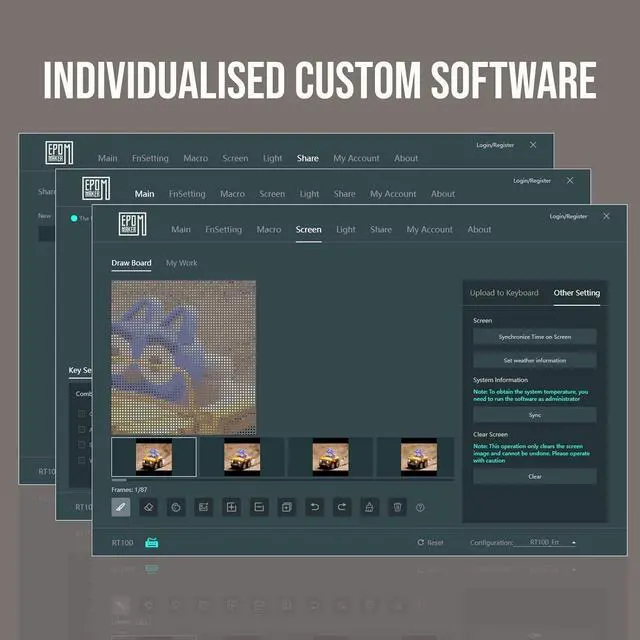 Alt view image 7 of 7 - EPOMAKER RT100 97 Keys Gasket BT5.0/2.4G/USB-C Mechanical Keyboard with Customizable Display Screen, Knob, Hot Swappable Socket, 5000mAh Battery for Win/Mac (RT100 Grey, Gateron Pro Yellow)