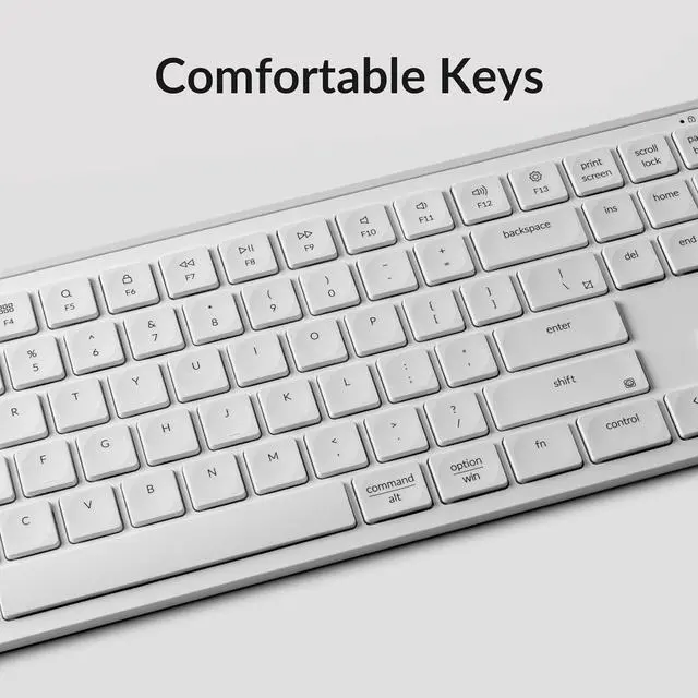 Alt view image 6 of 7 - Keychron B6 Pro Quiet Key Full Size Ultra-Slim Wireless Keyboard, ZMK Programmable Bluetooth 5.1/2.4 GHz/Wired with Ultra-Long Battery Life Low Profile for Mac Win Linux System - Retro Blue