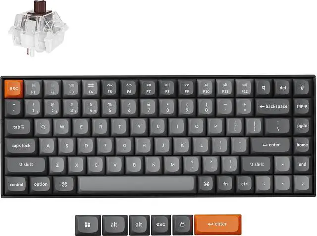 Main image of Keychron K2 Max Custom Mechanical Keyboard, QMK/VIA Programmable 75% Layout, Bluetooth 5.1/2.4 GHz/Wired with White Backlight Keychron Super Brown Switch for Mac Windows Linux