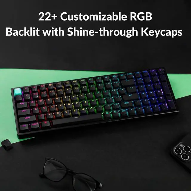 Alt view image 7 of 7 - Keychron K4 HE Custom Mechanical Gaming Keyboard, 96% Layout Aluminum Frames with RGB Hot-Swappable Hall Effect Gateron Double-Rail Magnetic Nebula Switch, 2.4 GHz/Bluetooth/Wired - Standard Version