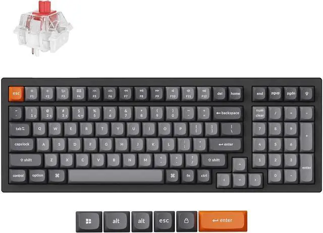 Main image of Keychron K4 Max Custom Mechanical Gaming Keyboard, Programmable Macros, Bluetooth 5.1/2.4 GHz/Wired with White Backlight, PBT Keycap, Keychron Super Red Switch for Win/Mac/Linux