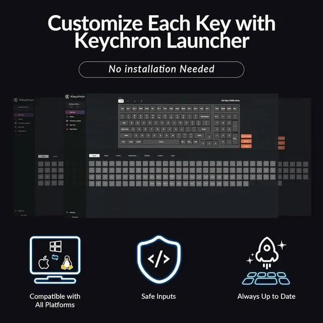 Alt view image 3 of 7 - Keychron K4 Max Custom Mechanical Gaming Keyboard, Programmable Macros, Bluetooth 5.1/2.4 GHz/Wired with White Backlight, PBT Keycap, Keychron Super Red Switch for Win/Mac/Linux