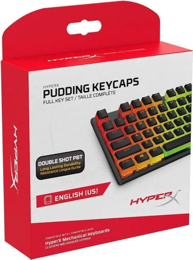 Main image of HyperX Pudding Keycaps - Double Shot PBT Keycap Set with Translucent Layer, for Mechanical Keyboards, Full 104 Key Set, OEM Profile, English (US) Layout - Black