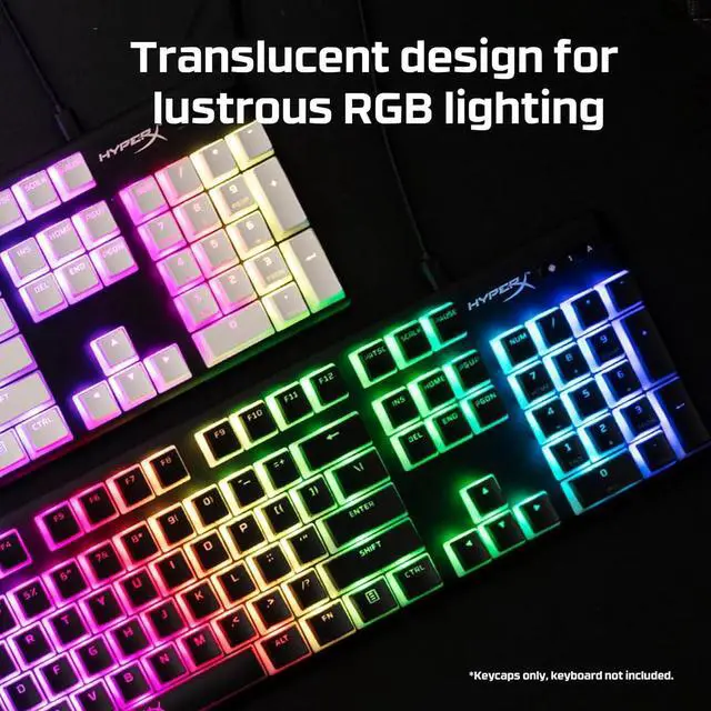 Alt view image 2 of 6 - HyperX Pudding Keycaps - Double Shot PBT Keycap Set with Translucent Layer, for Mechanical Keyboards, Full 104 Key Set, OEM Profile, English (US) Layout - Black