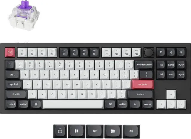 Main image of Keychron Q3 HE Custom Knob Mechanical Gaming Keyboard, TKL Layout Hot-Swappable Full Metal with Hall Effect Gateron Double-Rail Magnetic Nebula Switch, 2.4 GHz/Bluetooth/Wired - Carbon Black
