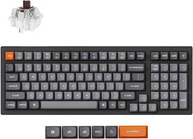 Main image of Keychron K4 Max Custom Mechanical Gaming Keyboard, Programmable Macros, Bluetooth 5.1/2.4 GHz/Wired with White Backlight, PBT Keycap, Keychron Super Brown Switch for Win/Mac/Linux
