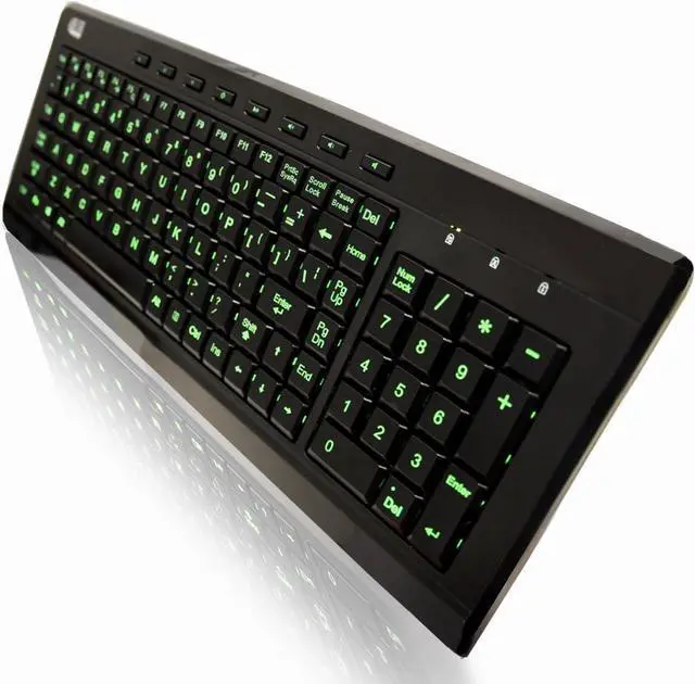 Alt view image 3 of 6 - Adesso SlimTouch 120 3-Color Illuminated Compact Multimedia Keyboard (AKB-120EB)