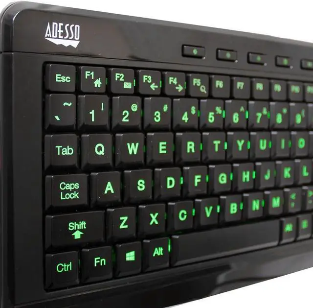 Alt view image 5 of 6 - Adesso SlimTouch 120 3-Color Illuminated Compact Multimedia Keyboard (AKB-120EB)