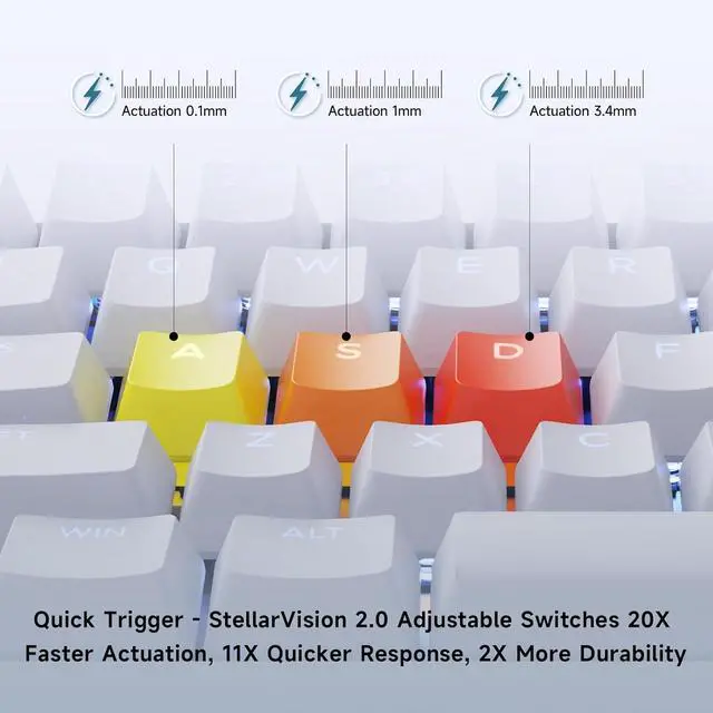 Alt view image 4 of 7 - MCHOSE Ace 60 PRO Gaming Keyboard 60 Percent, Hall Effect Keyboard Wired, Magnetic Switch Keyboards Rapid Trigger, 8K Polling Rate, Adjustable Actuation Point, RGB Lighting, HotSwap, White