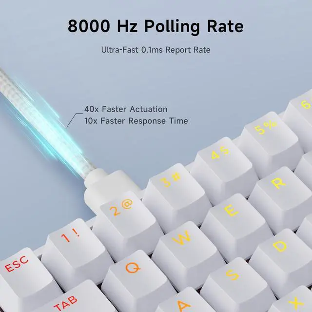 Alt view image 6 of 7 - MCHOSE Ace 60 PRO Gaming Keyboard 60 Percent, Hall Effect Keyboard Wired, Magnetic Switch Keyboards Rapid Trigger, 8K Polling Rate, Adjustable Actuation Point, RGB Lighting, HotSwap, White