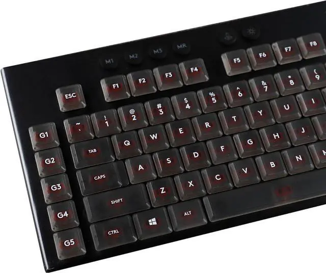 Main image of YMDK Solid Black Color White Font Simplicity Keycaps PC Material Frosted Low Profile Translucent Keycap Compatible with Logi G813 G815 G913 G915 tkl Mechanical Keyboard