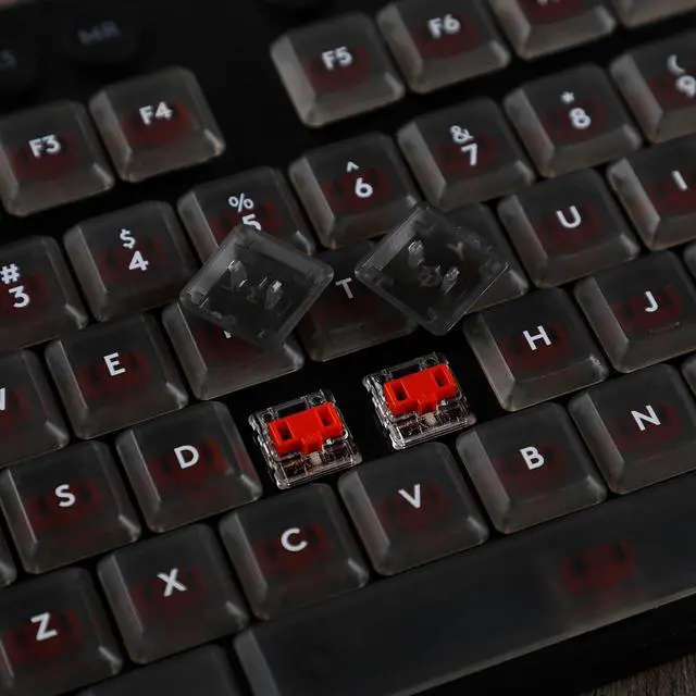 Alt view image 4 of 7 - YMDK Solid Black Color White Font Simplicity Keycaps PC Material Frosted Low Profile Translucent Keycap Compatible with Logi G813 G815 G913 G915 tkl Mechanical Keyboard