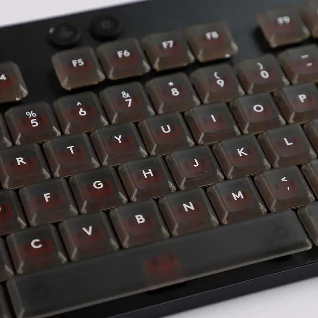 Alt view image 5 of 7 - YMDK Solid Black Color White Font Simplicity Keycaps PC Material Frosted Low Profile Translucent Keycap Compatible with Logi G813 G815 G913 G915 tkl Mechanical Keyboard
