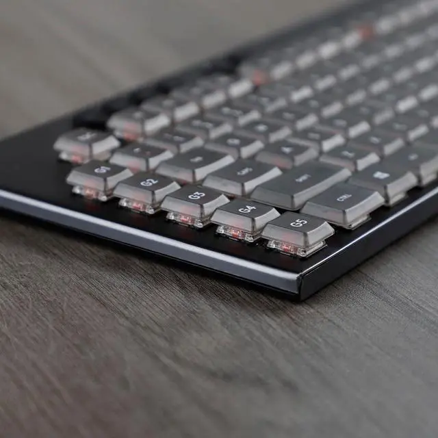 Alt view image 7 of 7 - YMDK Solid Black Color White Font Simplicity Keycaps PC Material Frosted Low Profile Translucent Keycap Compatible with Logi G813 G815 G913 G915 tkl Mechanical Keyboard