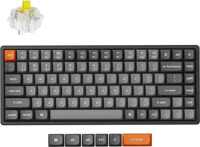 Main image of Keychron K2 Max Custom Mechanical Keyboard, QMK/VIA Programmable 75% Layout, Bluetooth 5.1/2.4 GHz/Wired with RGB Hot-swappable Keychron Super Banana Switch for Mac Windows Linux - Aluminum Frame