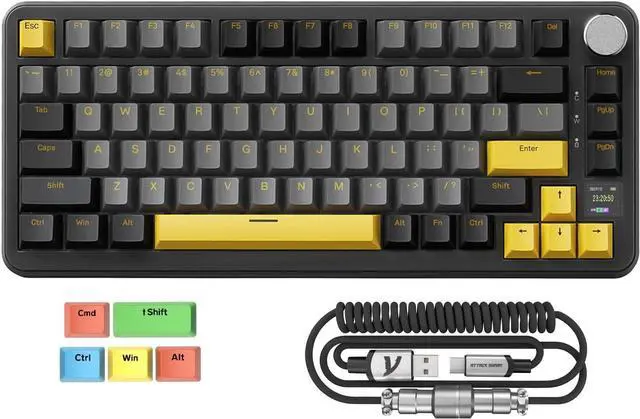 Main image of MAGIC-REFINER ATTACK SHARK X85PRO 75% Wireless Mechanical keyboard,TFT Smart Display&Knob,BT/2.4GHz/Wired Custom Gaming Keyboard,Gasket,Hot-Swap,RGB,with Pro Cable&5 Color PBT Keycaps,for PC/MAC,Black