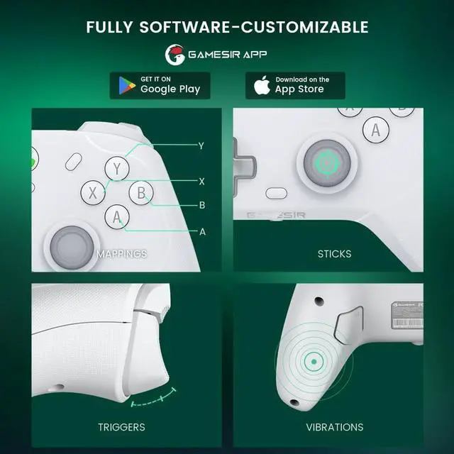 Alt view image 7 of 7 - GameSir T4 Cyclone Pro Wireless Controller for Switch, Windows PC, Android, Hall Effect Analog Triggers, Hall Effect Sticks, Programmable Back Buttons, Wireless Switch Controller with Quad Motors