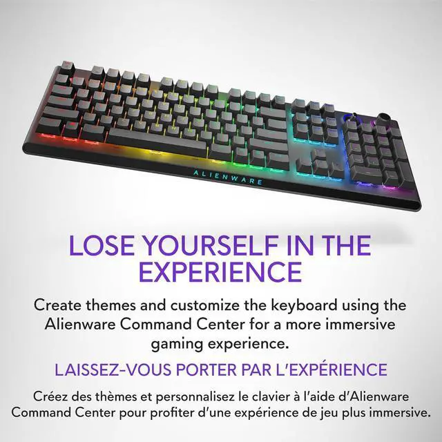 Alt view image 4 of 7 - Alienware Pro Wireless Gaming Keyboard - Bluetooth 5.1/2.4 GHz Radio Frequency Connectivity, Linear Mechanical, Hot-swappable switches, Tri mode connectivity, Adjustable Height - Dark Side of the Moon