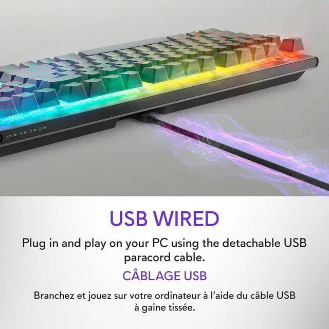 Alt view image 5 of 7 - Alienware Pro Wireless Gaming Keyboard - Bluetooth 5.1/2.4 GHz Radio Frequency Connectivity, Linear Mechanical, Hot-swappable switches, Tri mode connectivity, Adjustable Height - Dark Side of the Moon