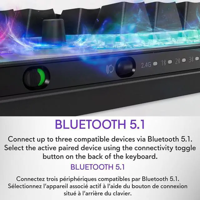 Alt view image 7 of 7 - Alienware Pro Wireless Gaming Keyboard - Bluetooth 5.1/2.4 GHz Radio Frequency Connectivity, Linear Mechanical, Hot-swappable switches, Tri mode connectivity, Adjustable Height - Dark Side of the Moon