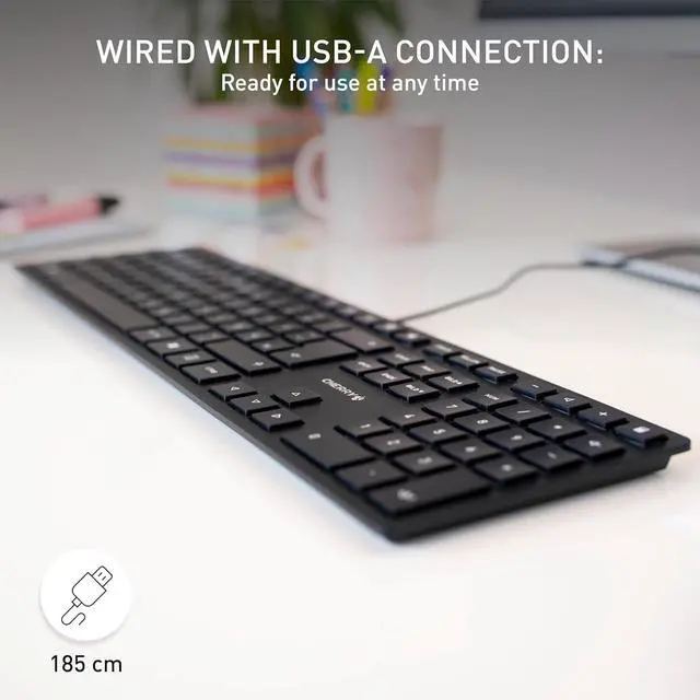 Alt view image 4 of 7 - CHERRY KC 6000 Slim Wired USB Keyboard Ultra-Slim Design US Layout for Work or Home Office QWERTY Black