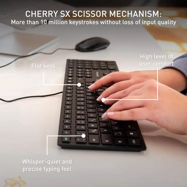 Alt view image 5 of 7 - CHERRY KC 6000 Slim Wired USB Keyboard Ultra-Slim Design US Layout for Work or Home Office QWERTY Black