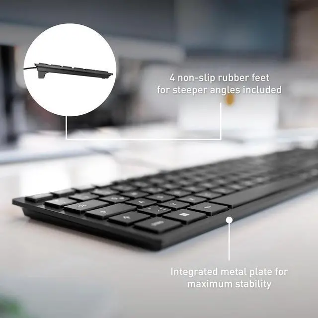 Alt view image 6 of 7 - CHERRY KC 6000 Slim Wired USB Keyboard Ultra-Slim Design US Layout for Work or Home Office QWERTY Black