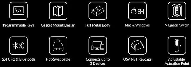 Alt view image 7 of 7 - Keychron Q1 HE Hot-swappable RGB Wireless Mechanical Keyboard 2.4 GHz & Bluetooth Hall Effect Switches Aluminum Frame with Knob 75% Layout (84 Keys) for Windows Mac OS, Carbon Black (Q1H-M1)