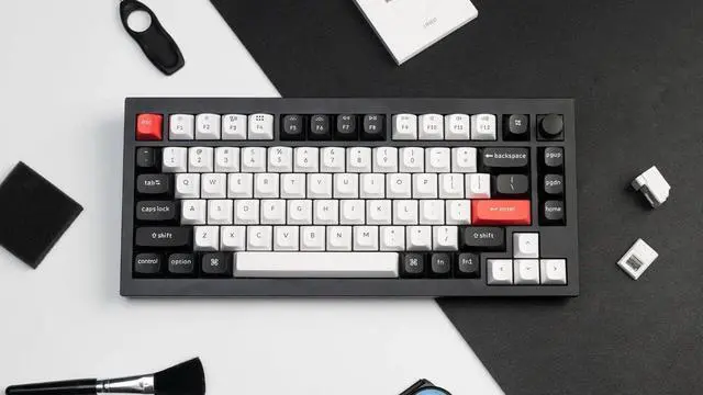 Alt view image 2 of 7 - Keychron Q1 HE Hot-swappable RGB Wireless Mechanical Keyboard 2.4 GHz & Bluetooth Hall Effect Switches Aluminum Frame with Knob 75% Layout (84 Keys) for Windows Mac OS, Carbon Black (Q1H-M1)