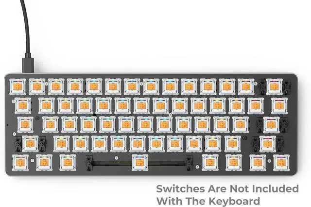 Alt view image 5 of 6 - Glorious Custom Gaming Keyboard - GMMK 60% Percent Compact Barebone - USB C Wired Mechanical Keyboard Kit - RGB Hot Swappable Switches & Keycaps - Black Metal Top Plate