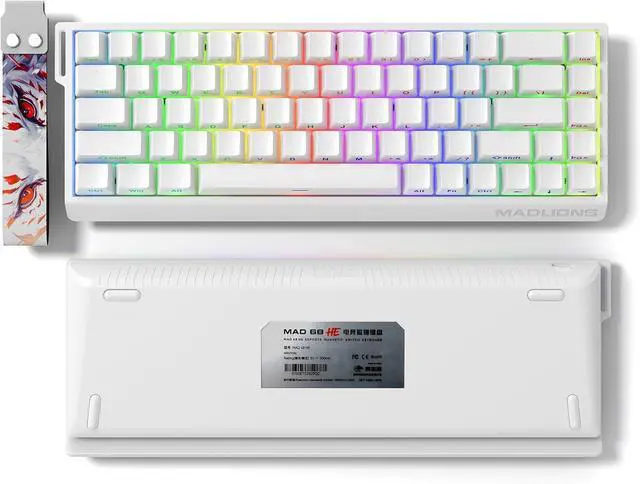 Alt view image 3 of 7 - MADLIONS MAD68 HE Rapid Trigger Magnetic Switch Gaming Keyboard,65% RGB Adjustable Actuation Hall Effect Hyper-Fast 8K Polling Rate PBT Keycaps Hot Swap Mechanical Keyboard for PC/Mac Gamer(White)