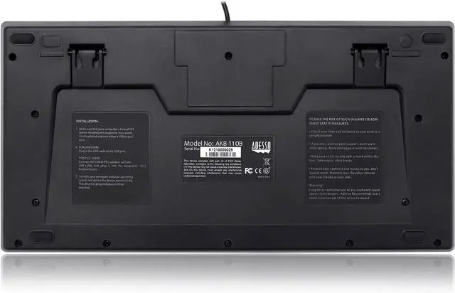 Alt view image 5 of 7 - Adesso EasyTouch Mini Keyboard - USB and PS/2 (AKB-110B)