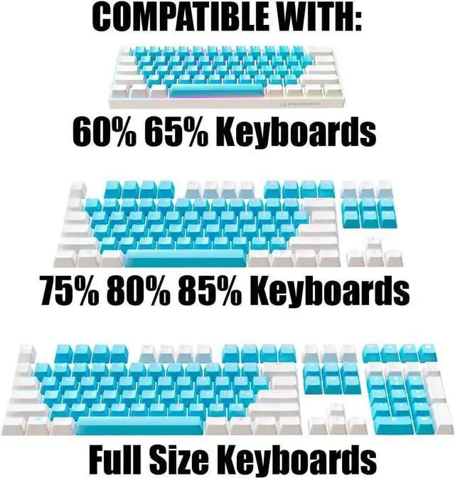 Alt view image 2 of 5 - Kraken Keycaps - ICE Edition RGB Backlit Keycap Set - White & Blue Doubleshot PBT Keycaps for Any Size Mechanical Keyboards - for All 60%, 65%, 75%, 85%, TKL & Full Size Keyboards (ICE)