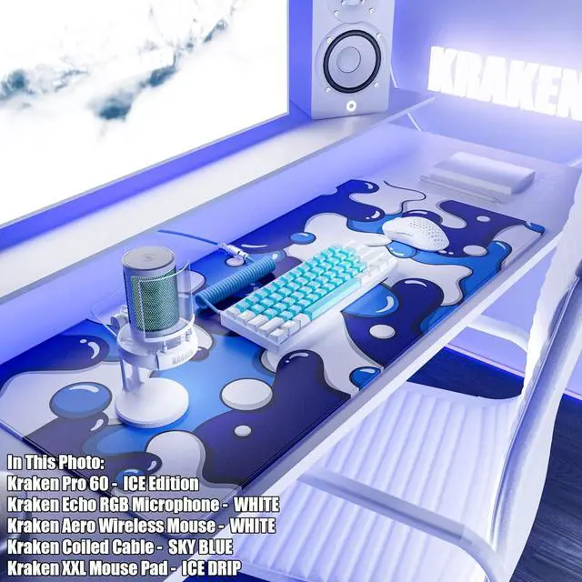 Alt view image 5 of 7 - Kraken AERO - Superlight Wireless Gaming Mouse, Ultra-Lightweight, LAG-Free Wireless, Dual-Mode (2.4Ghz + Wired) Symmetrical, 26,000 DPI, PAW3395 Compatible with PC/MAC (White)